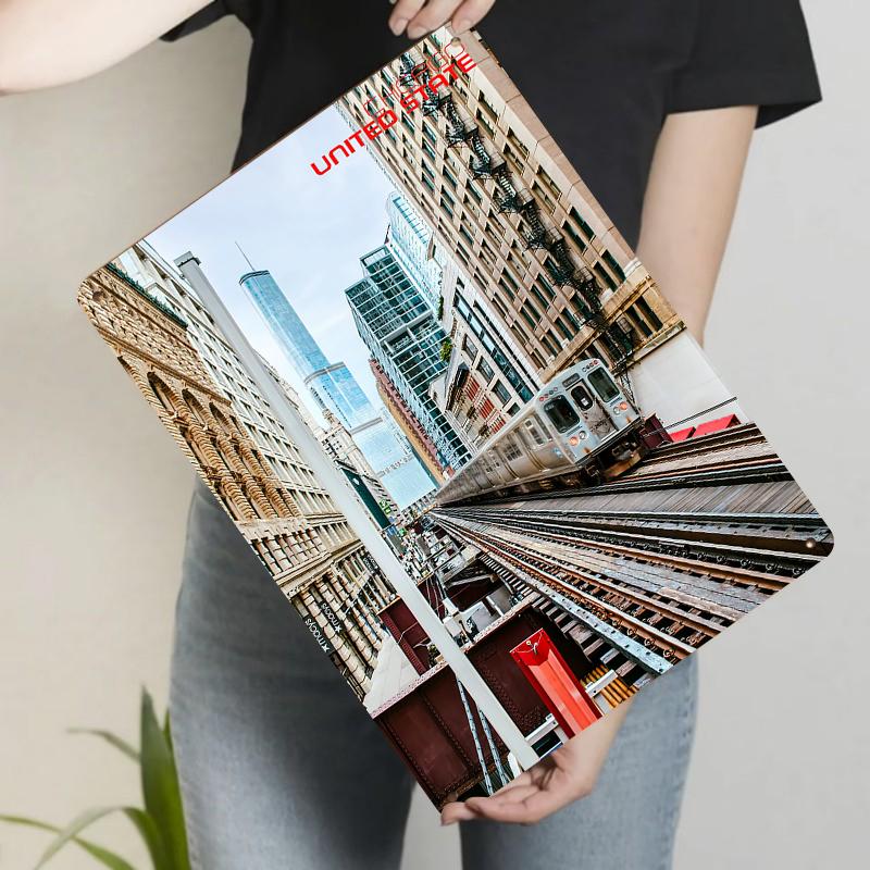 

Chicago City Skyline Subway Track Metal Wall Art ModernLiving Room Decor 20x30cm（7.8x11.8inch）