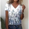 Women's 3D T-shirt Summer Women's Short V-neck Women's White Women's T-shirt