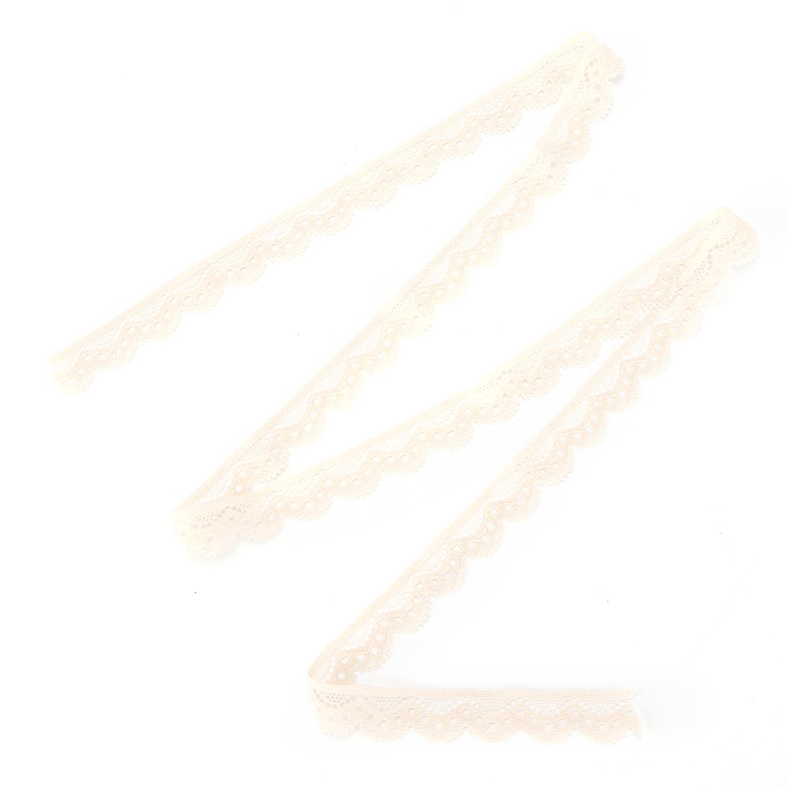 

10 Yard Lace Ribbon 1.5cmWidth Beige Single Side Wavy Nylon for Jewelry Design Flower Arrangement