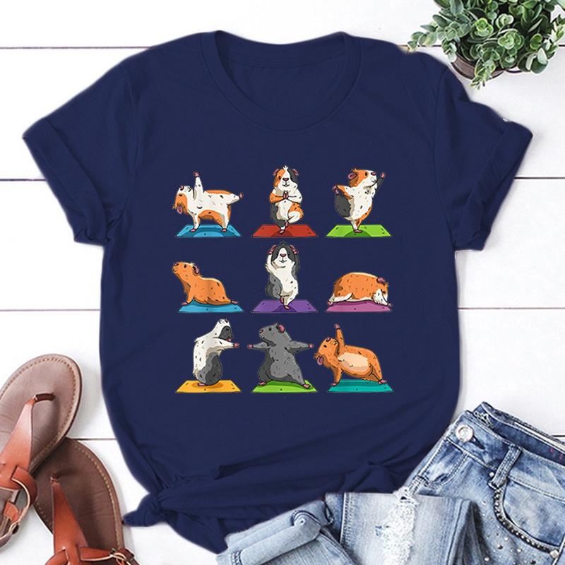 Jóga Morče Potisk Tričko Unisex Cool Letní Ležérní Tričko