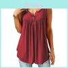 Elegant Women Ruffle O Neck Swing Tunic Blouses In Chic Button Sleeveless Design