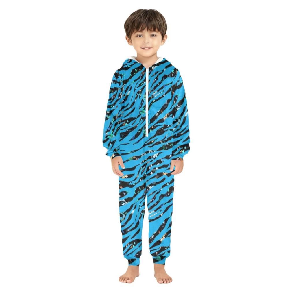 Matching Family Outfits - Striped Print Family Matching Hooded Zip-Up Onesie Loungewear