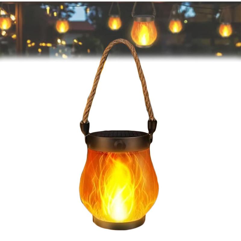 Dancing Flame Solar Lantern Magical Dancing Flames Outdoor Lights Solar Torch Lights Flickering Flames Hanging Waterproof Light