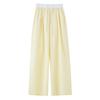 Petite Pink Plaid High Waist Wide Leg Summer Trousers for Women