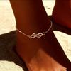 14K Gold Plated Infinity Dainty Anklets for Women Girls Waterproof Adjustable Link Anklet Set Beach Summer Simple Foot Anklets