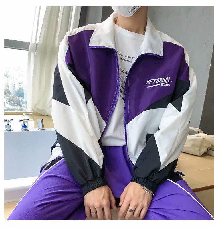 Korejská Ulzzang Retro Colorblocková Větrovka – Harajuku Street Style