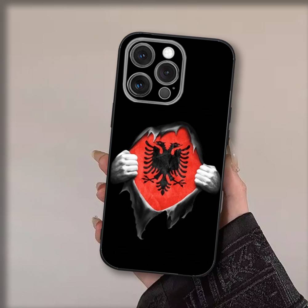 

A-Albanias Flag Phone Case For iPhone 17,16,15,14,13,12,11,Pro,Max,Plus,Air,X,XS,XR,SE,8,7,Mini,Soft Black Funda iPhone15plus
