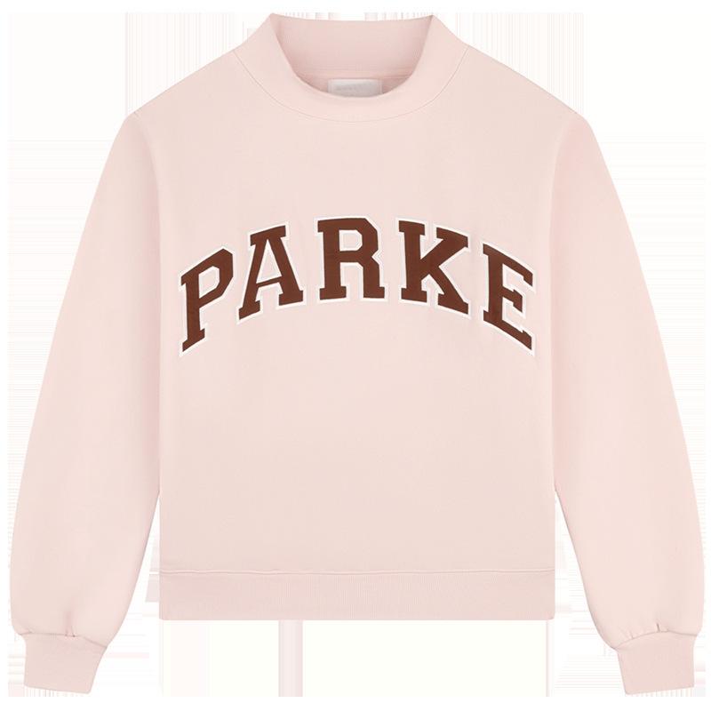 Женский зимний свитшот со светоотражающей вышивкой буквы на светло-розовом фоне, свободный дизайн из хлопка XXL светло-розовый