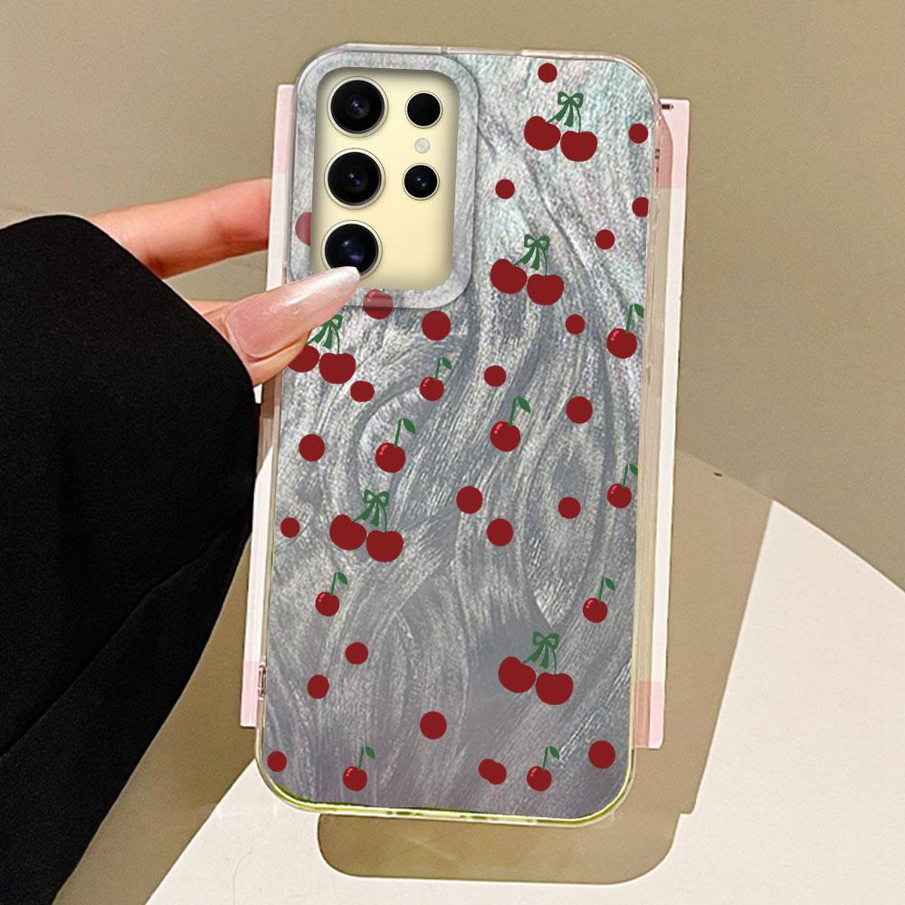 Summer Sweet Red Circular Dot Cherry Phone Case for Samsung Galaxy S25 S24 S23 S22 S21 FE Plus Ultra Shell Silicone Back Cover