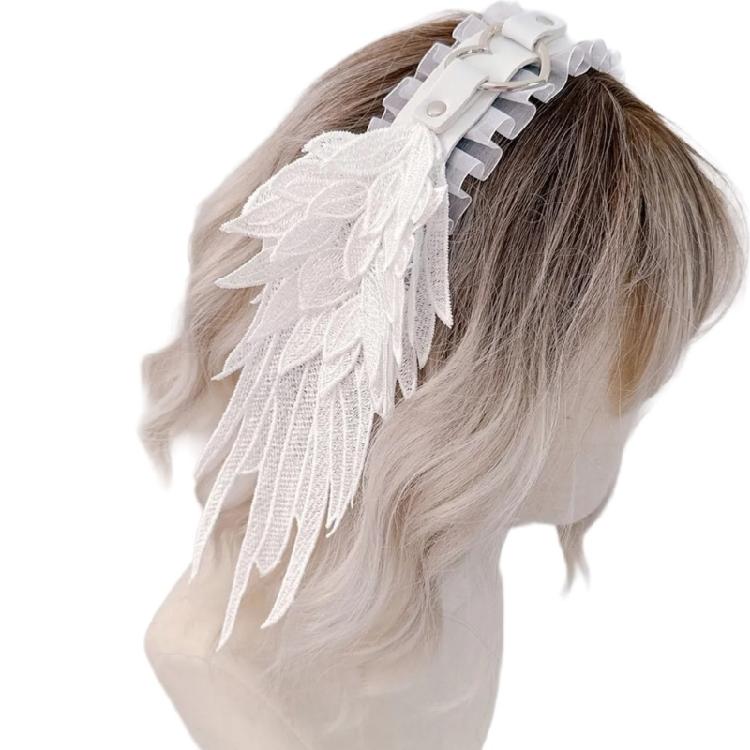  Angel Wing Hairband Cosplay Headband Women Anime Lace Hairhoop Party Supply Role Play Dress Up 2000s Girl Headpiece