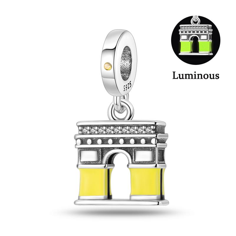 Copper Eiffel Tower Triumphal Arch Famous Architectural Charms Beads Fit Pan Original Bracelets Diy Fine Jewelry