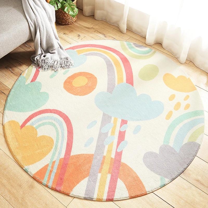 100x100cm Round Soft Lamb Cashmere Cartoon Home Living Room Non-Slip Sofa Floor Carpet Children Bedroom Decoration Rugs