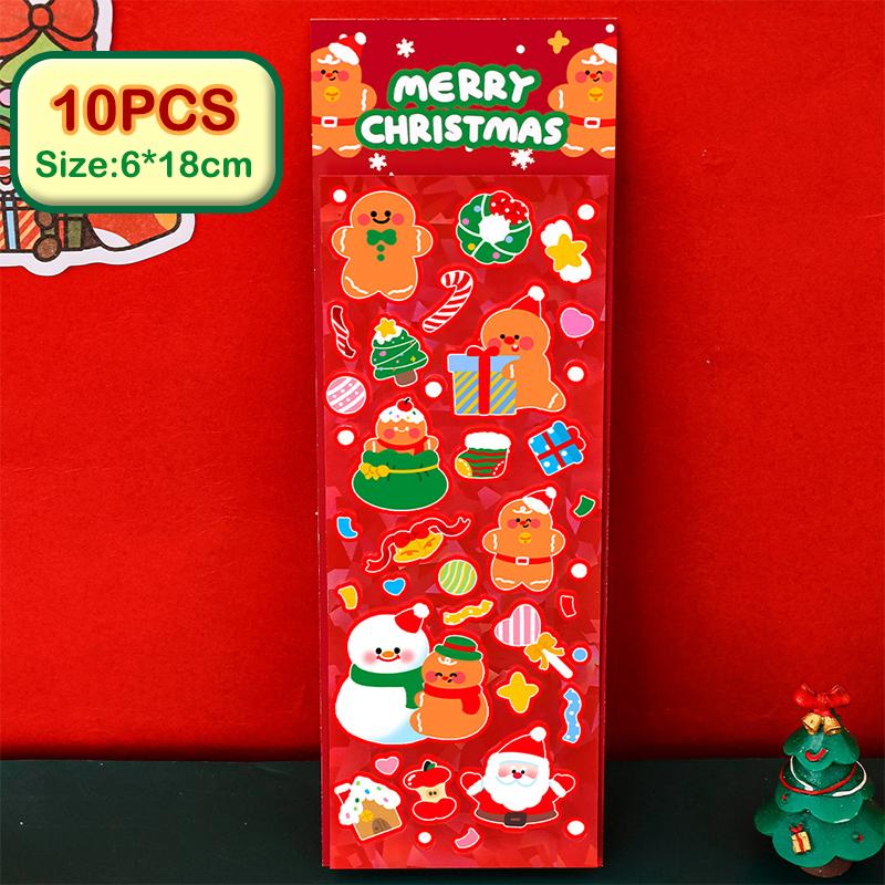 10Pcs Creative Christmas Stickers Kids Cartoon Decorations Stickers Student Diy Material Stationery Stickers Christmas Gifts