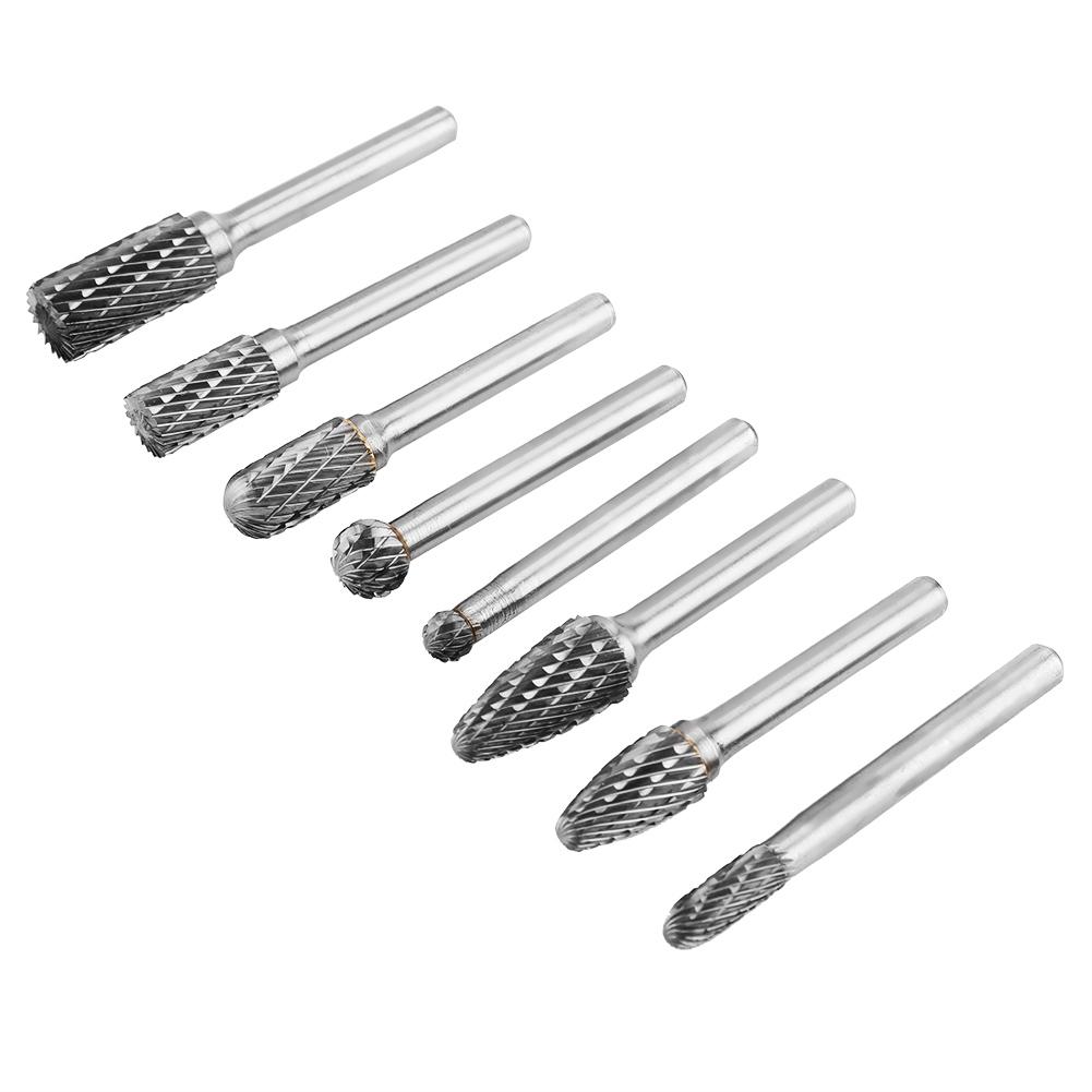 8Pcs Double Cut Tungsten Steel Carbide Rotary Burr Die Grinder Bit Tool Set