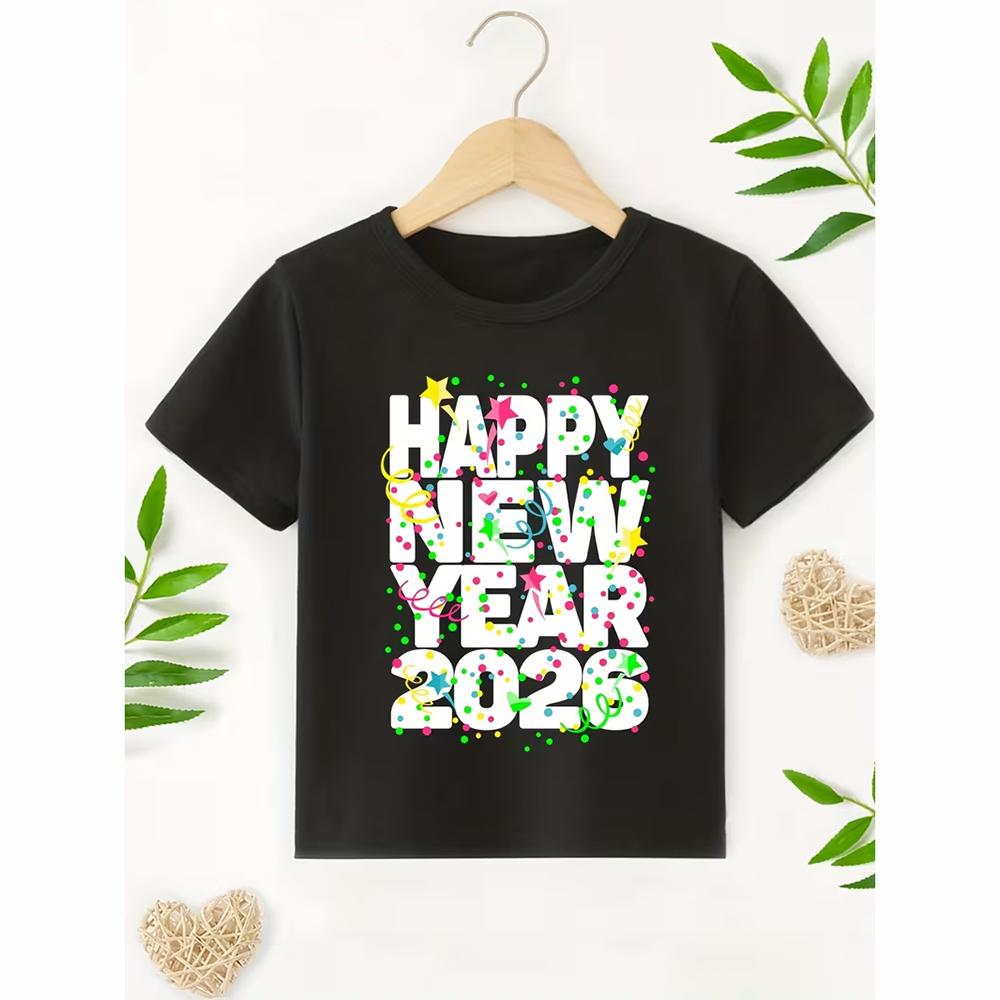 2026 Happy New Year Tshirt For Unisex Clothes Holiday Daily Leisure Funny T Shirts 3D Print Wine Cheers Short Sleeve Fun Tee Top