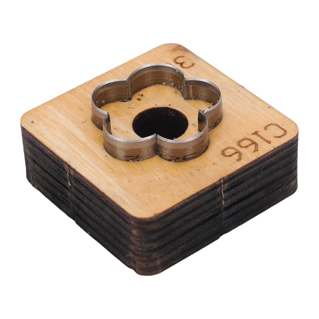 Leather Cutting Mold with Wood Base Flower Shape Punching Die for Making Pendants Crafting Projects