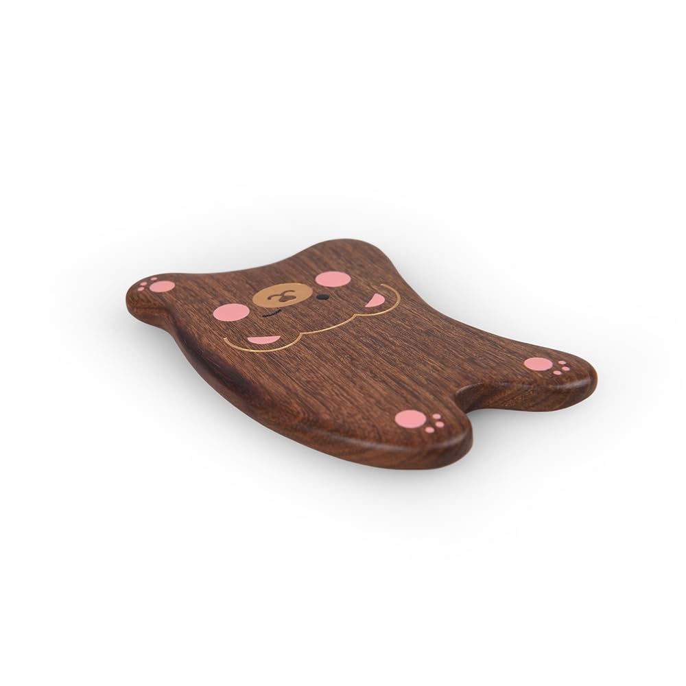 TAN MUJIANG Wooden Massage Board with Hand-Carved Bear Motif