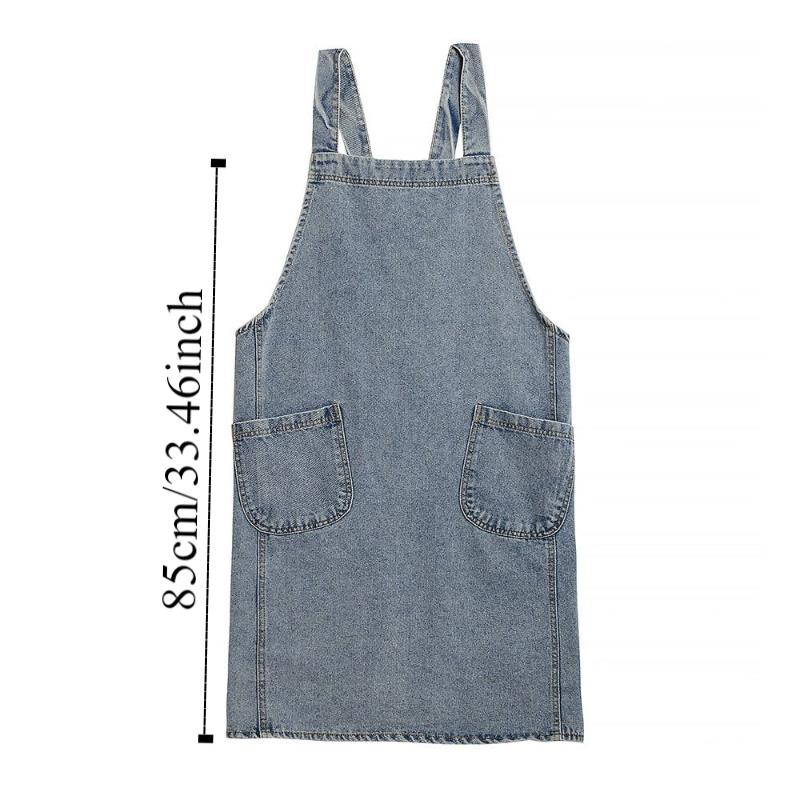 Elegant Kitchen Cooking Apron Oil-Proof Artist Flower Shop Apron Ladies Denim Apron  Restaurant Use