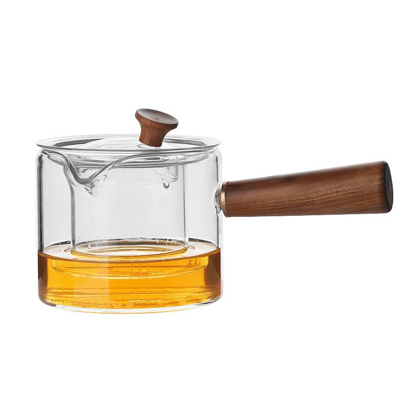 Qianxing Japanese Style Glass Teapot with Wooden Side Handle (2-Pack)