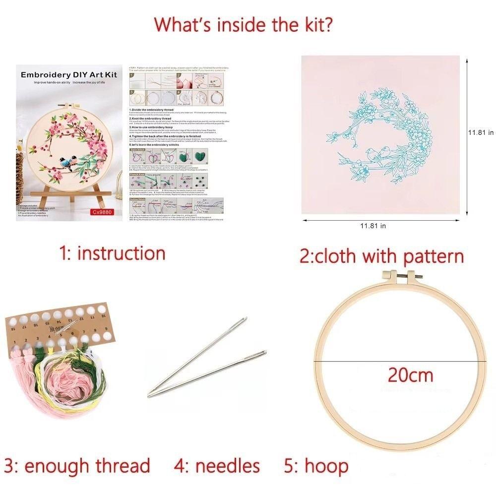 Black Cloth Pattern Embroidery Stitch Practice Kit Handmade DIY Crafts DIY Needlework Kit Embroidery Artcraft Punch Needle Kit