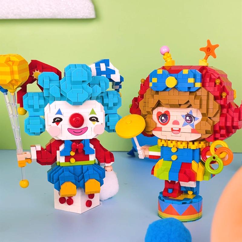 Idea Amusement Park Micro Diamond Block Carnival Joker Building Bricks Surprise Party Clown Toys Figure Nanobrick For Kids Gifts