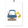 Nordic Cartoon Crane Excavator Dump Truck Front Loader Wall Art Posters and Prints Wall Pictures Kids Room Decor Canvas Painting