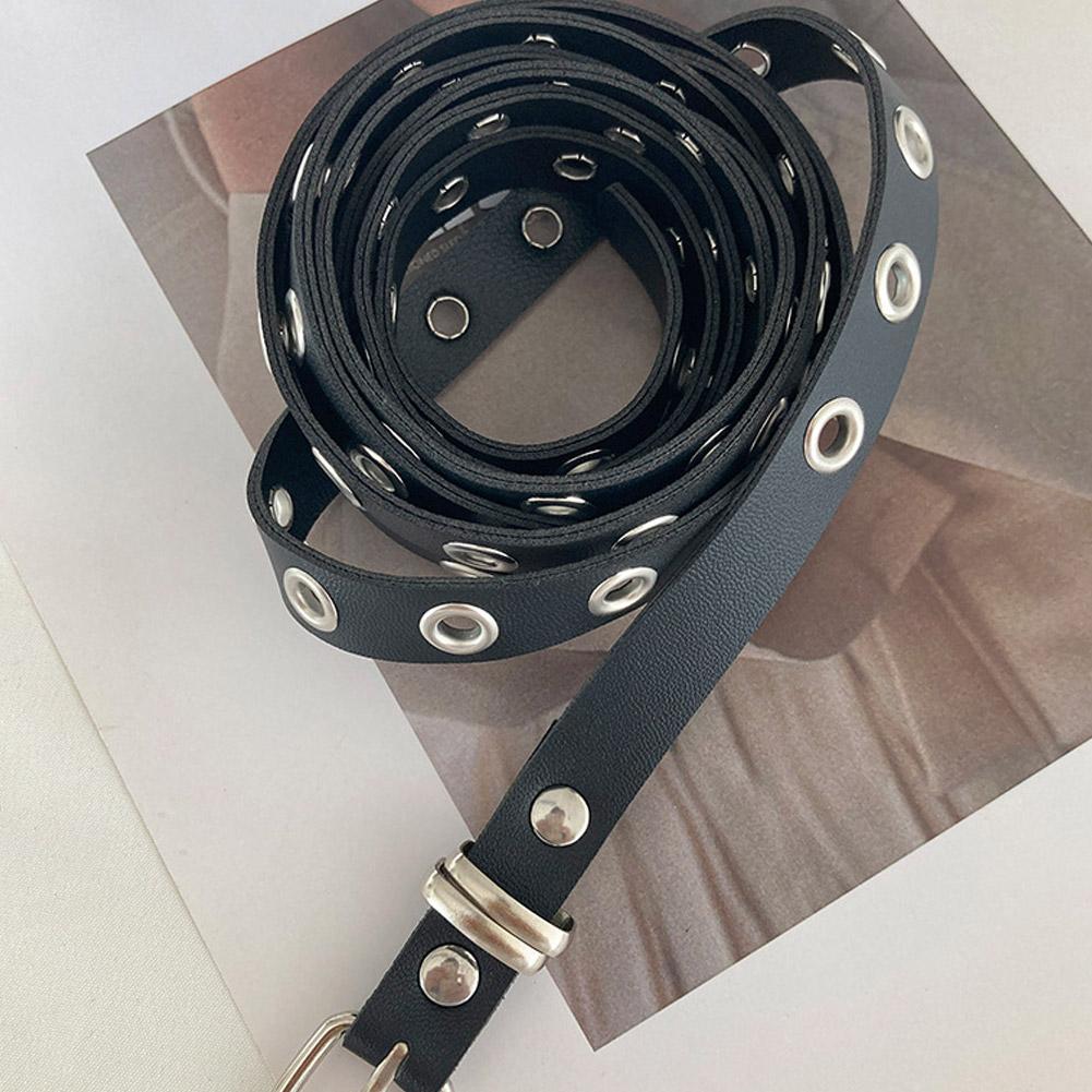 Fashion Double Circle Belt For Women PU Leather Belt Waist Decorative Punk Thin Studded Belts Ins Style Any Knot PU Jean Belts