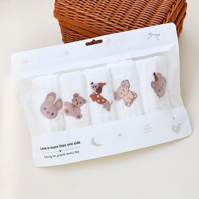 

5pcs Cotton Baby Towel Set Soft and Absorbent Baby Bath Face Saliva Towel Newborn Accessories Baby Care Items