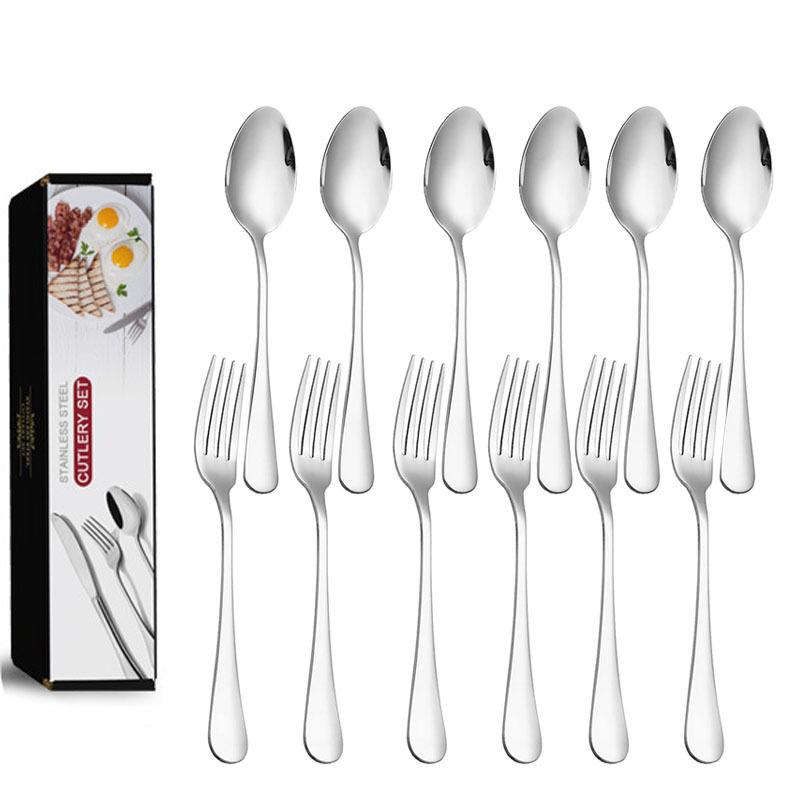 Juego de Cubiertos Elegante Europeo de Acero Inoxidable, Juego de Cucharas y Tenedores