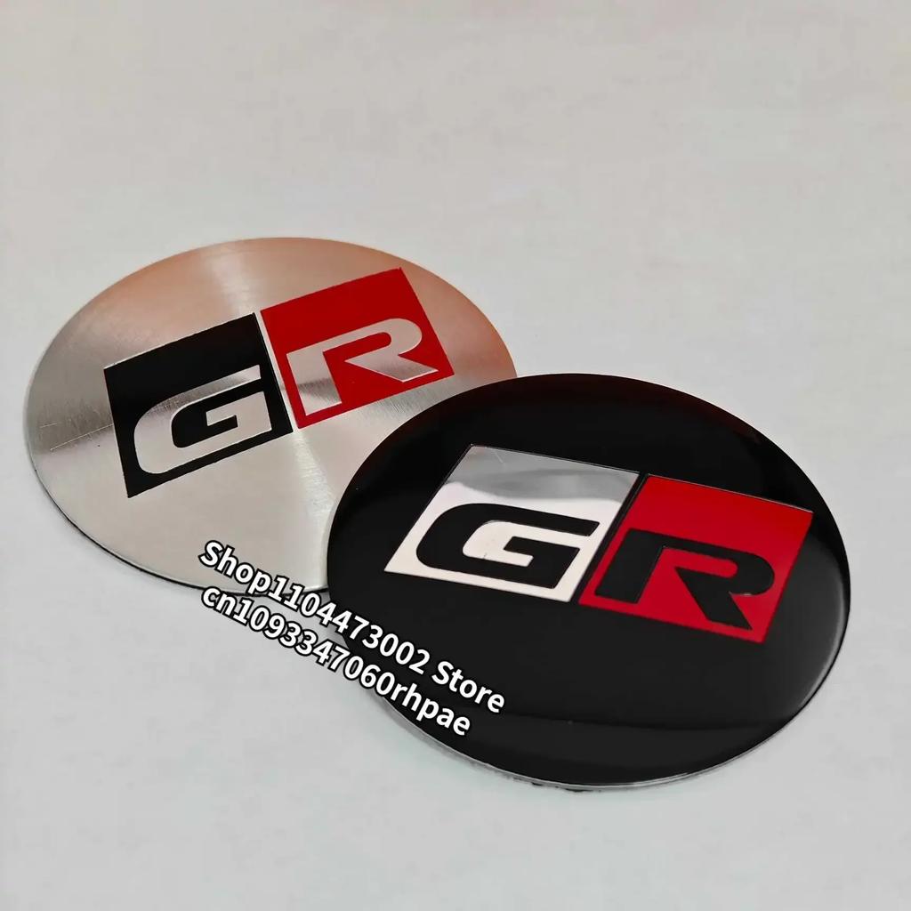 4pcs 56mm 60mm GR Aluminum Wheel Hub Center stickers for Toyota Modified hub center cap sticker Car Accessories