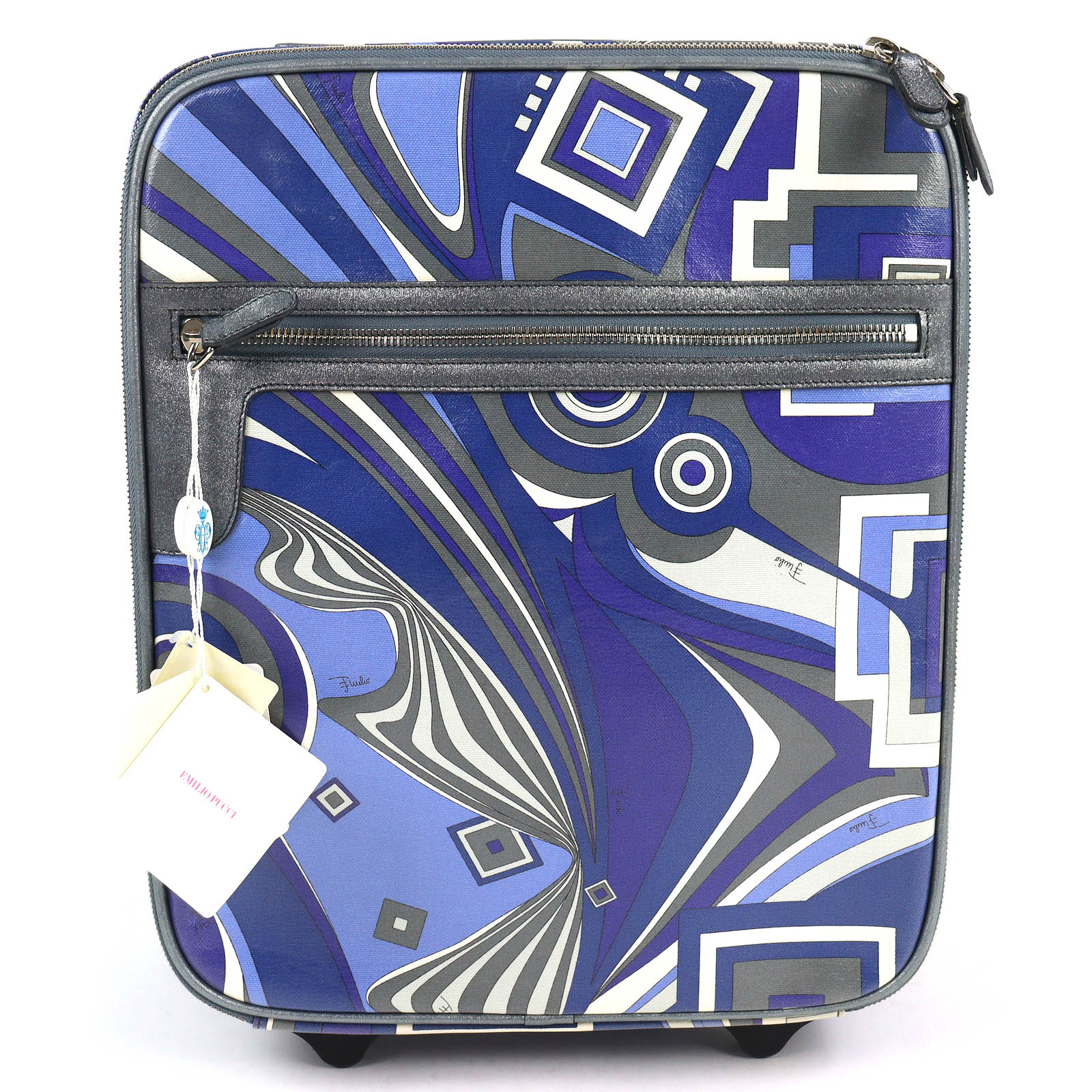 

Great Emilio Pucci Carry Bag Travel Bag Series All-Over Pattern Trolley Bag Blue Used