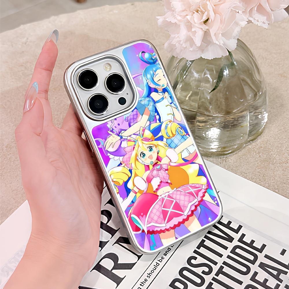 Sakura Uta Cure Idol Silver Plating Mobile Phone Case for iPhone 17 16 15 14 13 12 11 Air Pro Max Plus Colorful Cover
