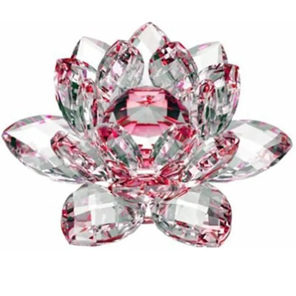

Hue Reflection Crystal Lotus Flower 3 Foots Sturdy Glass Lotus Feng Shui Decor Lucky Charm Anti-slip Crystal Flower Figurine красный