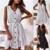 Dress Ruffle Hem Breathable Female Casual Ladies V Neck Loose Dress for Vacation