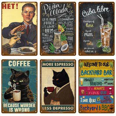 Retro Nápoj Pivo Vintage Plechová Znamení Víno Kovová Znamení Plakát Whiskey Plaketa Nástěnné Umění Pro Hospodu Bar Mužskou Jeskyni Dekorativní Talíře Dekor