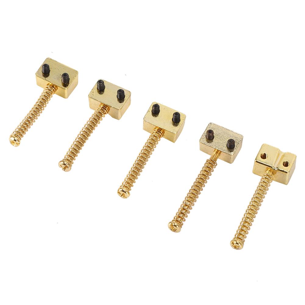 5Pcs Bass Bridge String Saddles for Bass Electric Guitar Replacement Part Spring ScrewsGolden