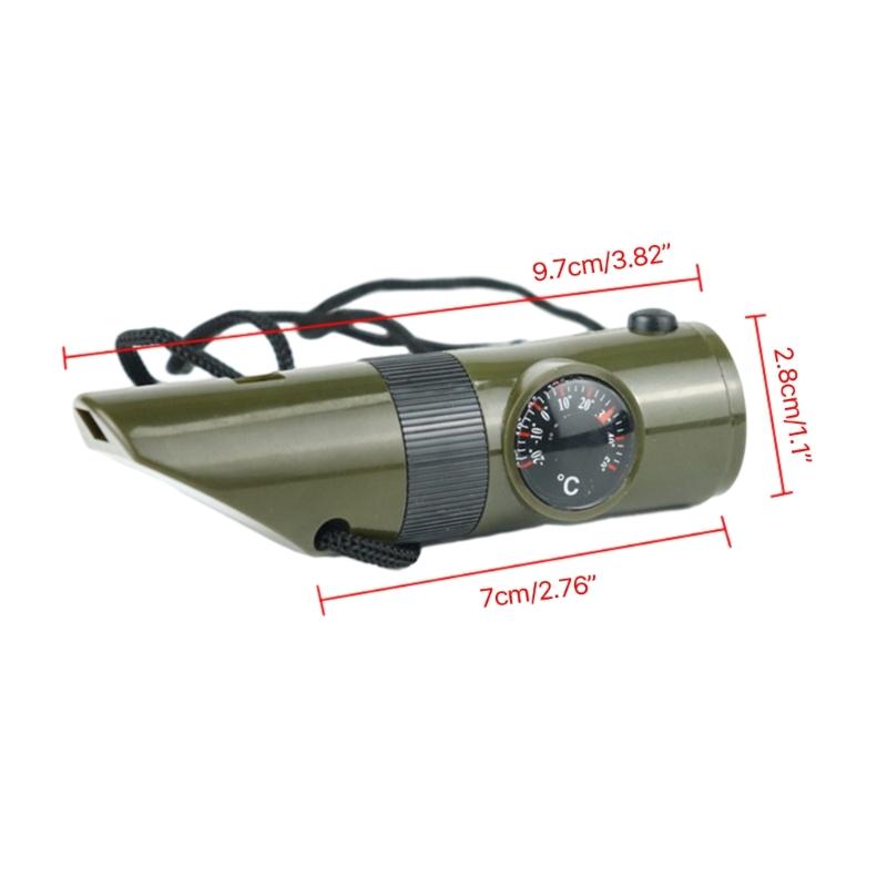 Whistle with Compasses LED Flashlight Thermometer for Survival, Multifunctional