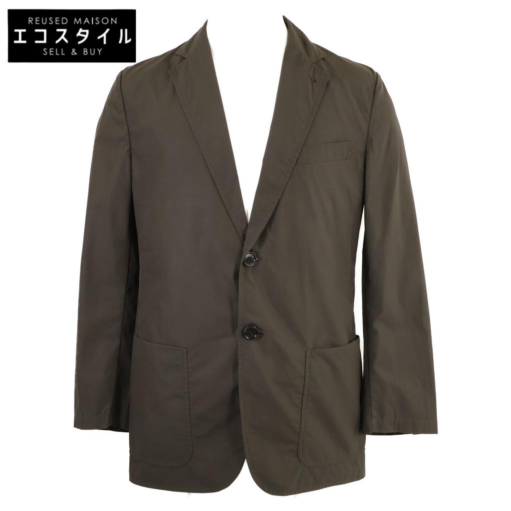 Hermes [Good condition/Domestic regular/23Stainless Steel] G19720X Cotton 2B Tailored Jacket Jacket 46 khakiUsed