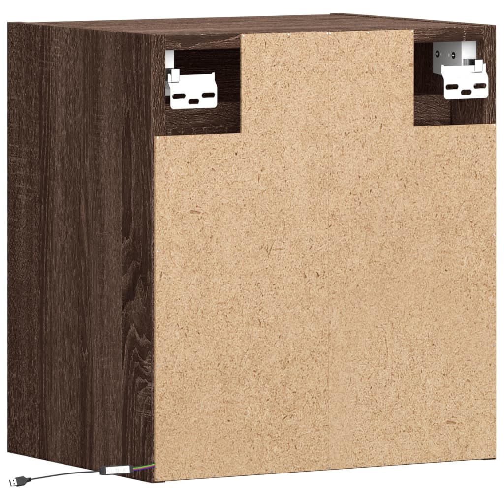 TV Wall Cabinet with LED Lighting Oak Effect 41 x 31 x 45 cm