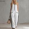 Womens Casual Round Neck Sleeveless Loose Long Jumpsuits