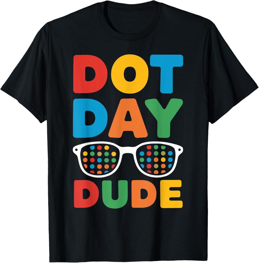 Happy Dot Day Dotted Dude Glasses Colorful Polka Unisex T-Shirt