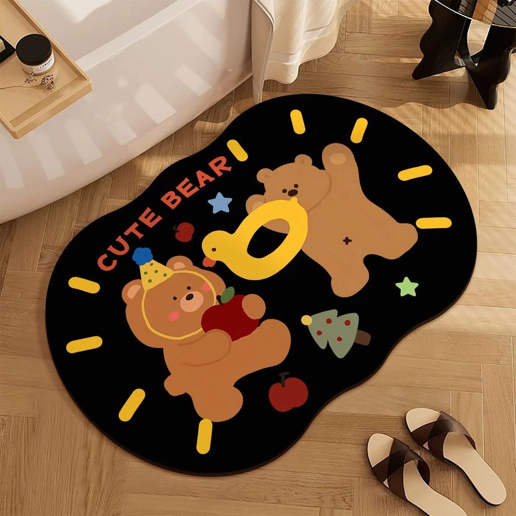 Cute Creative Bear Diatom Mud Bath Mats Absorb Water Resistance Dirty Quick-dry Mat Carpet