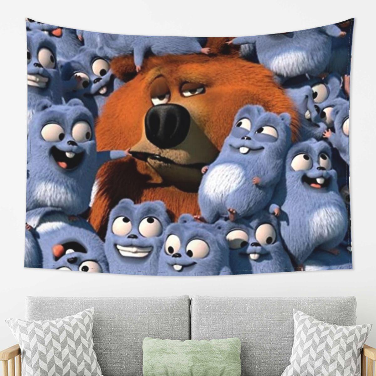 

Grizzy And The Lemmings Tapestry Decor Art Aesthetic Tapestries for Living Room Bedroom Home Wall Cloth Wall Hanging 74x94cm(29x37in)