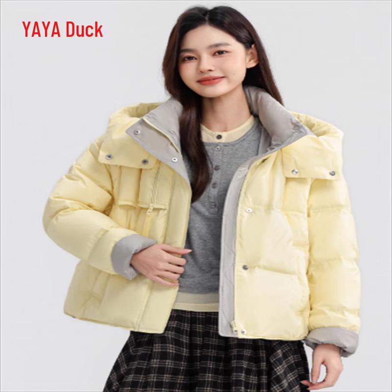YAYA Women's Hooded Color-Block Down Jacket