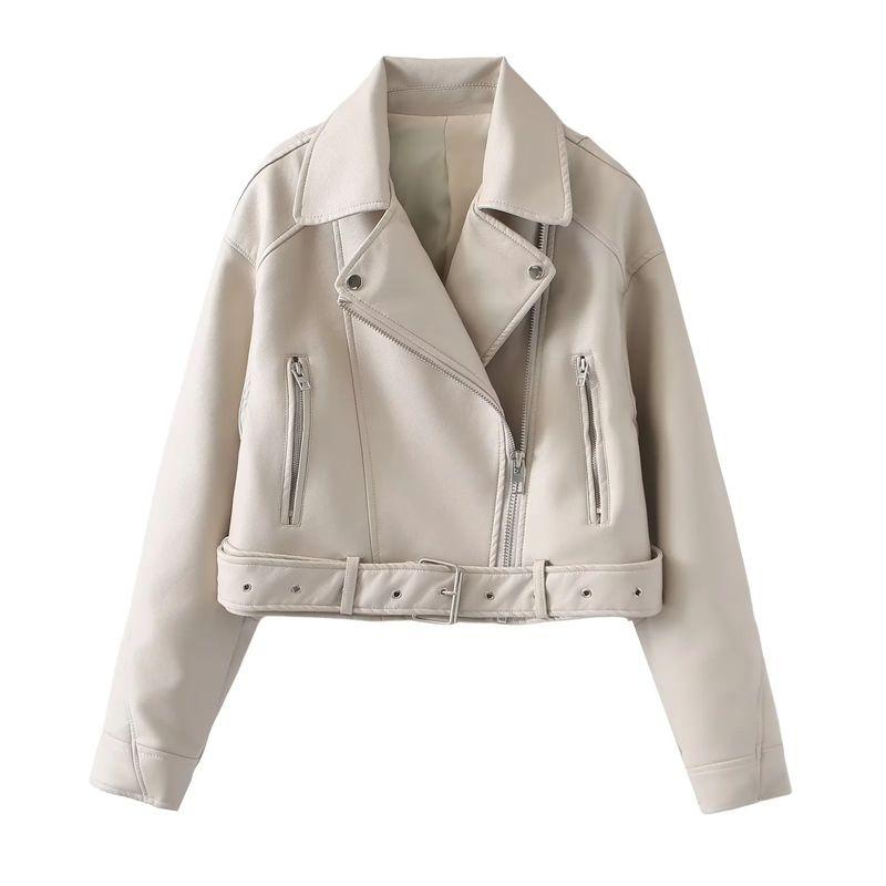 Fall New Women's Clothing Fashion Wind Lapel Long Sleeves Pu Anti-Leather Pilot Jacket Outwear 4341826