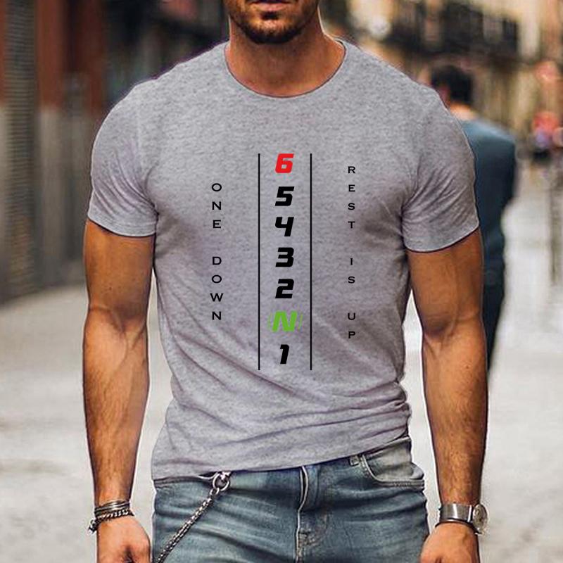 Motorcycle T-Shirt with Gear Shift Design 1N23456 Motorcycle Gear Shift Men T Shirts Short Sleeve O-neck Tops