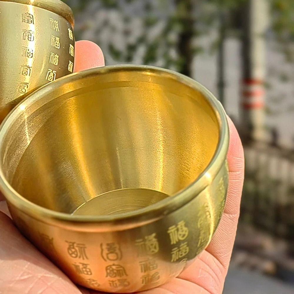 1Pcs Wealth Attracting Pure Brass Cornucopia Small Mini Baifu Jar Cup  Desktop Ornament