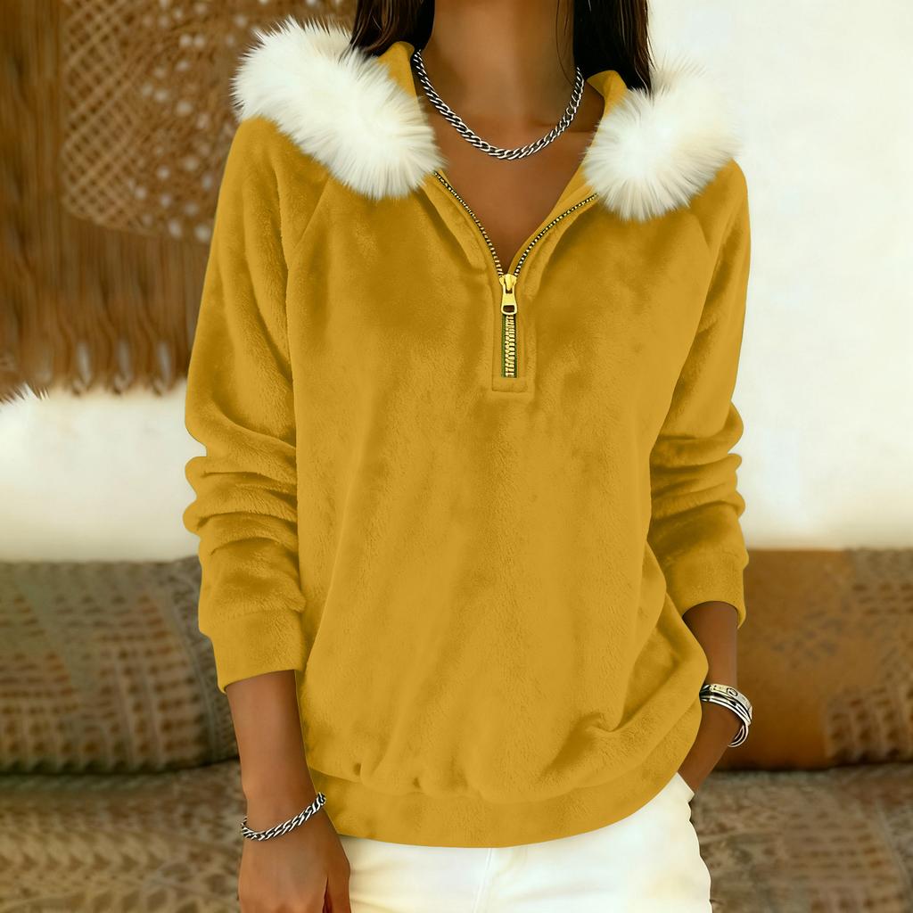 Dam Lös Och Bekväm Casual Mode Halvdragkedja Hoodie Långärmad Topp