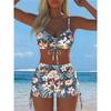 Costume da bagno da donna a due pezzi Stile Canottino Costume da bagno Set Canottino con Spalline Stampato Bikini Diviso