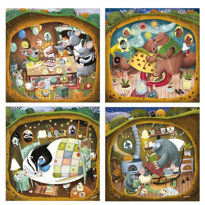 4 Puzzles Progressif Contes de la foret -
